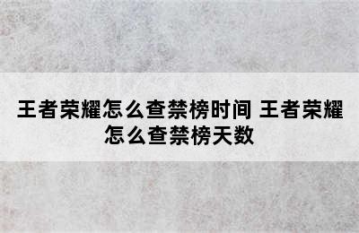 王者荣耀怎么查禁榜时间 王者荣耀怎么查禁榜天数